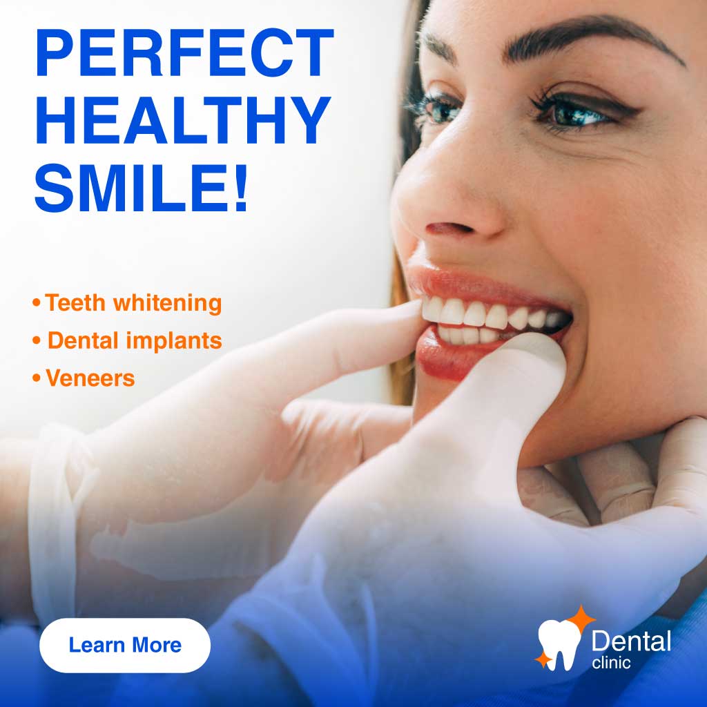 Bright Smile Blue Dental Ad Template