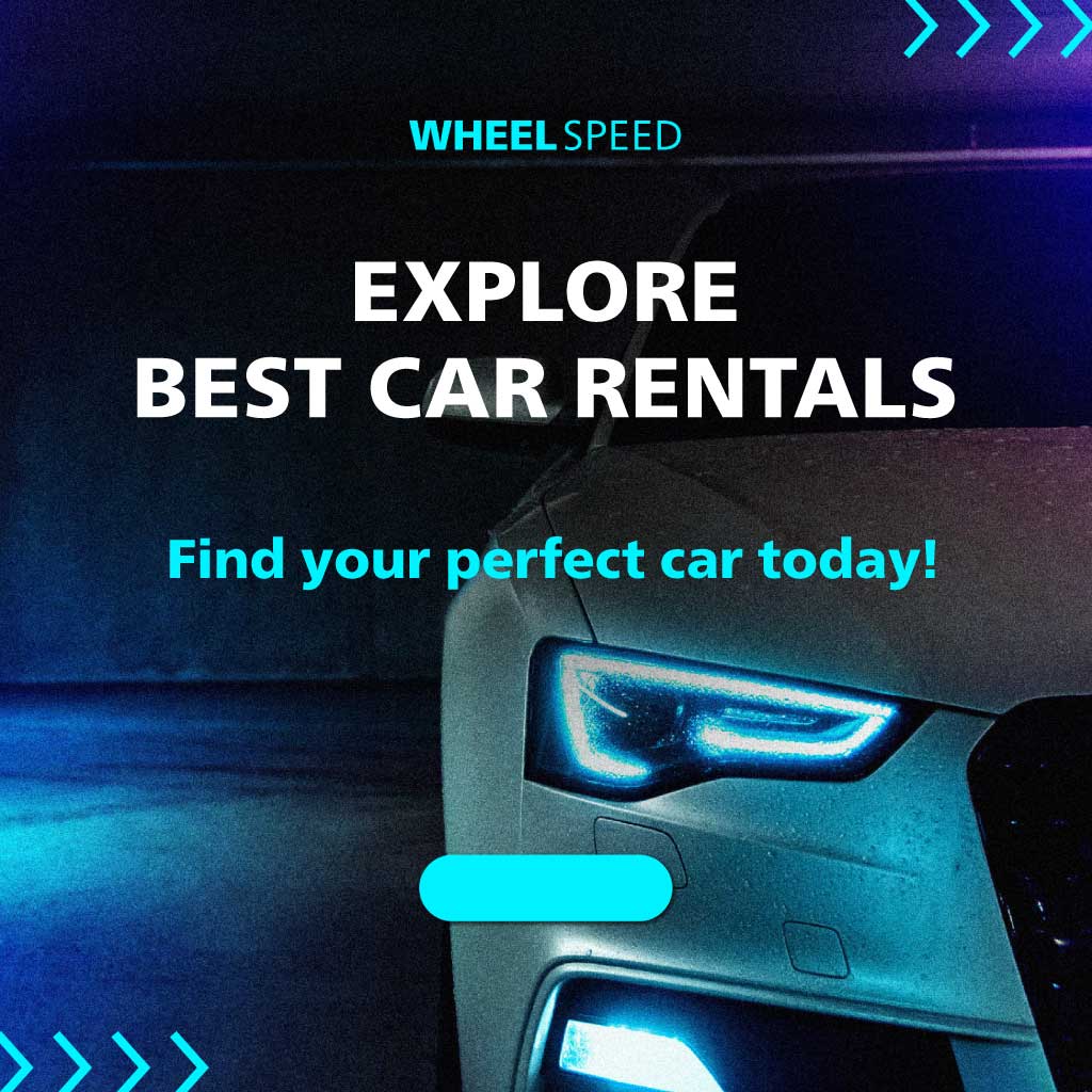 Sleek Blue Car Rental Social Media Post