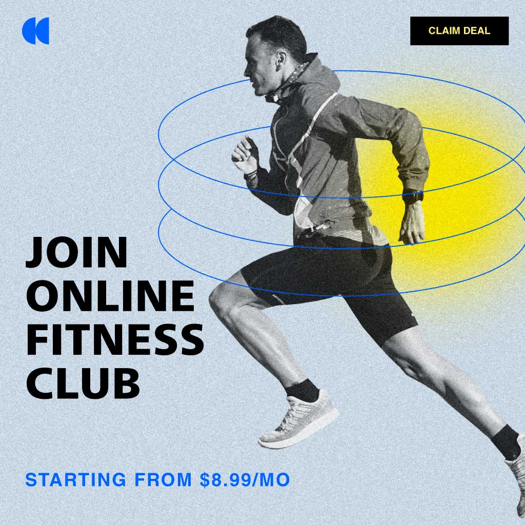 Energizing Blue and Yellow Fitness Ad Template