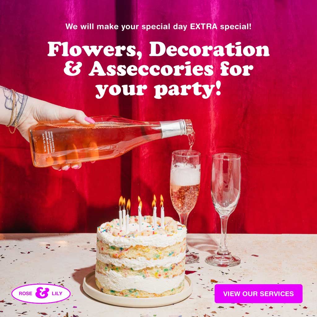 Pink and White Party Decoration Ad Template