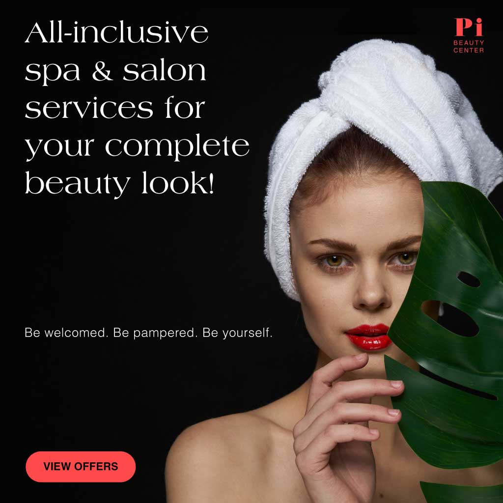 Elegant Black Beauty Salon Ad with Green Accent