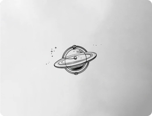 b&w tattoo sketch of a planet