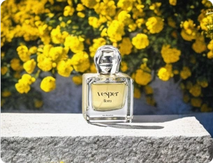 Perfume on flowers background