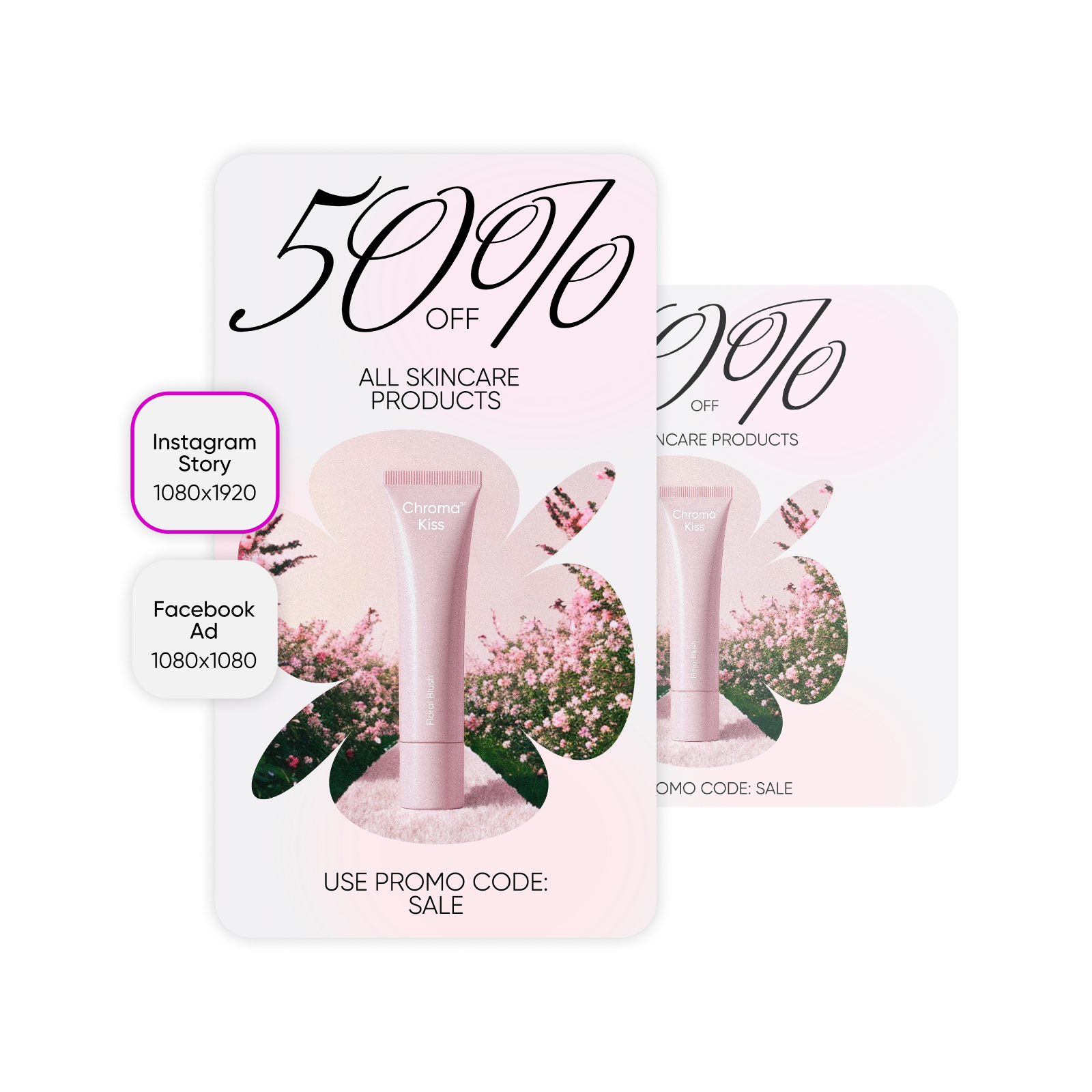 Design sales social media ads for beauty products