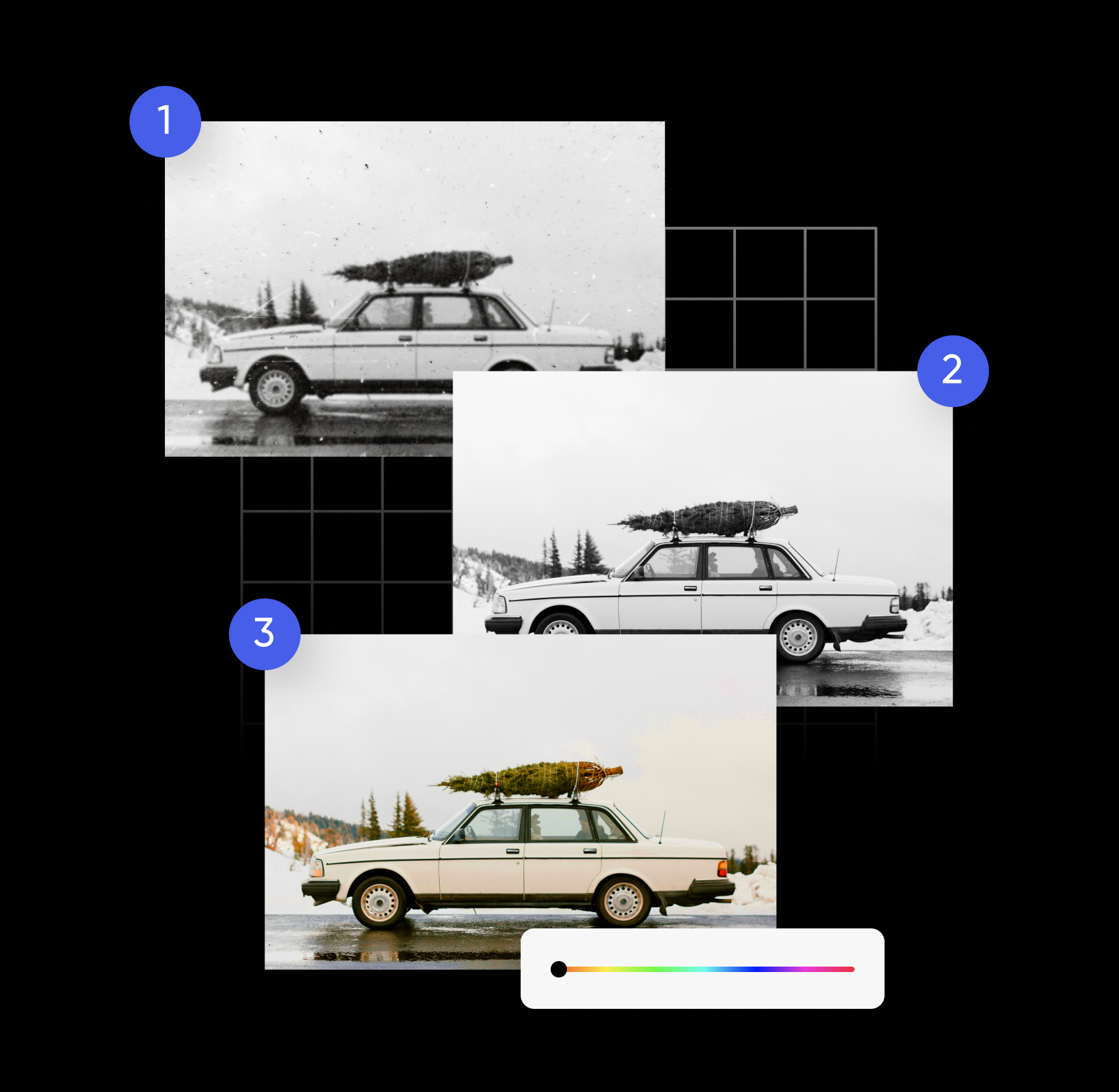 काळ्या आणि पांढऱ्या फोटोंत रंग भरा