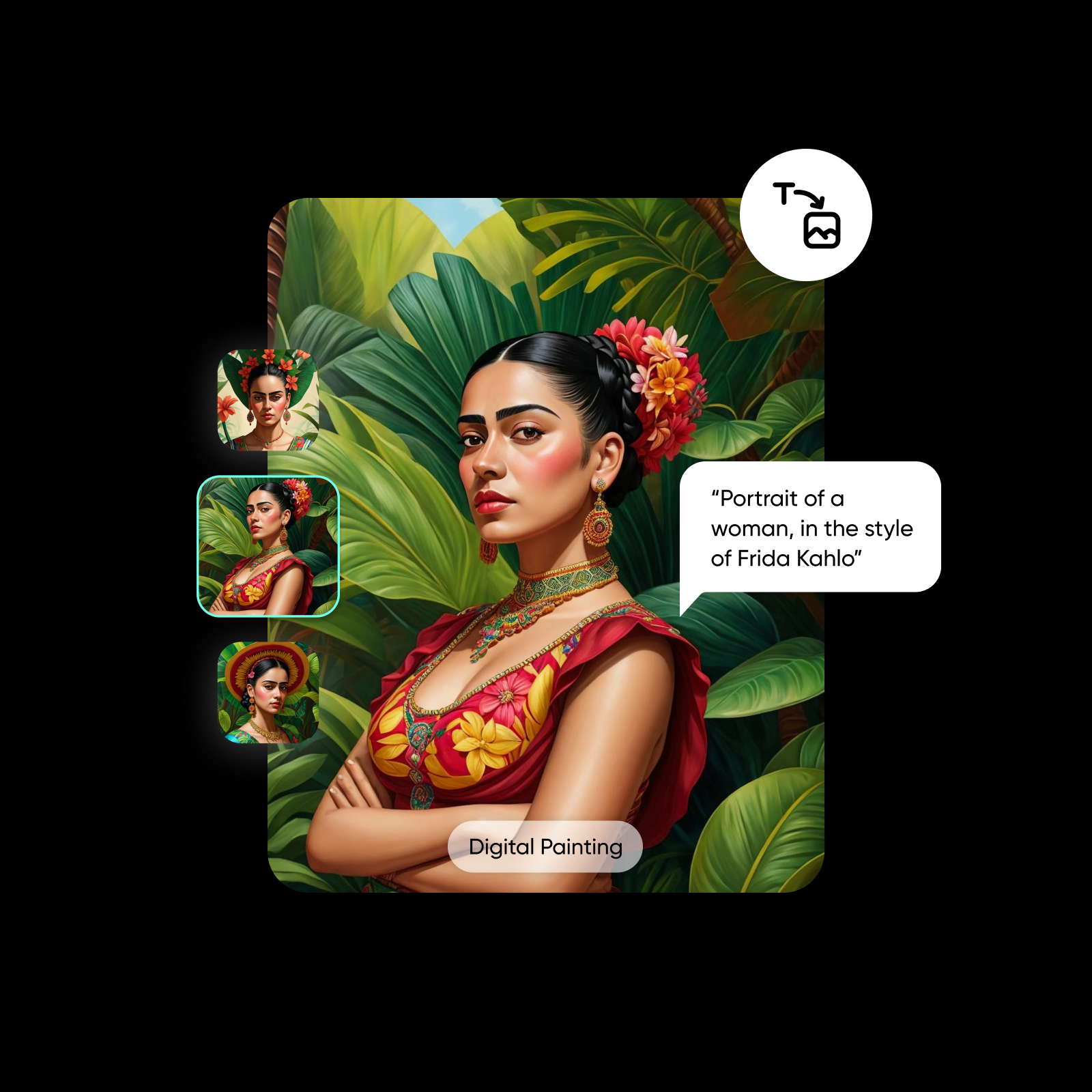 generate an ai portrait looking like a frida kahlo