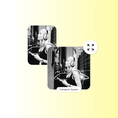 black and white photo of a girl with headphones