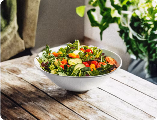 Salad on a wooden table