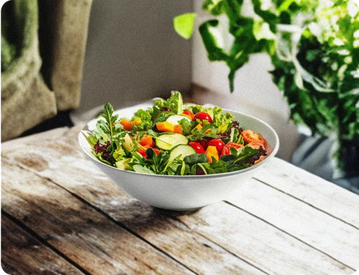 Salad on a wooden table