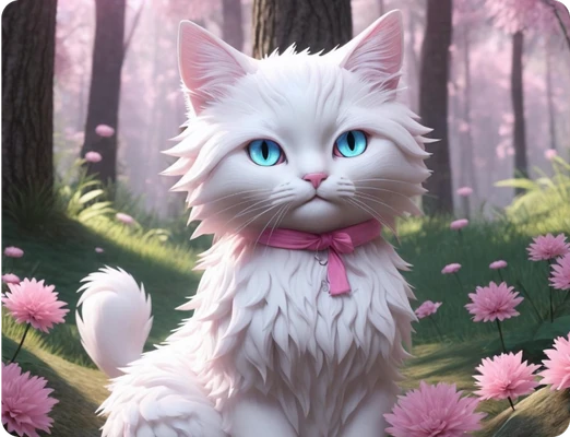 3d cartoon character of a blue-eyed cat