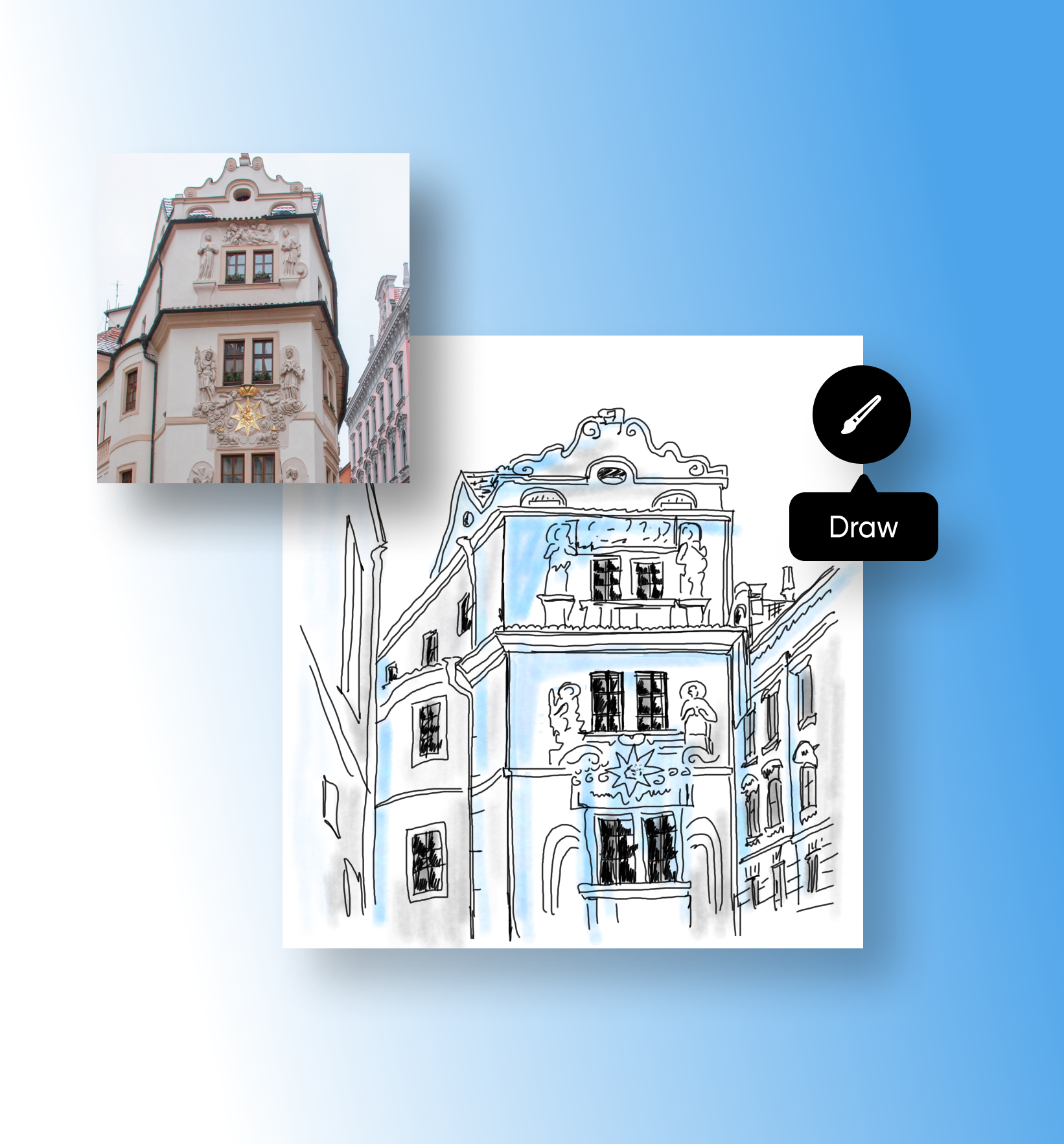 ट्रेसिंग के लिए ड्रॉ टूल