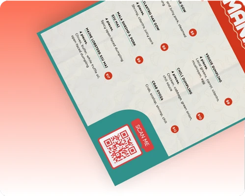 menu 1 with a qr code created by picsart qr code generator