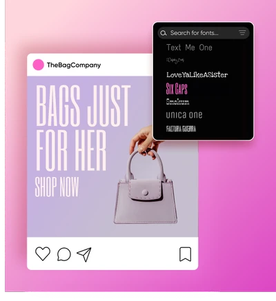 Library of fonts in photo text editor