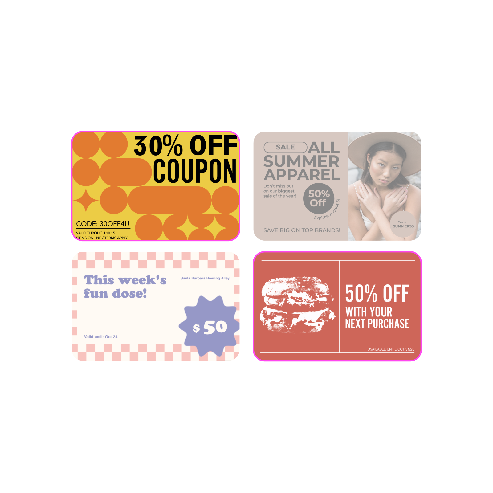 Create professional coupons quickly with templates