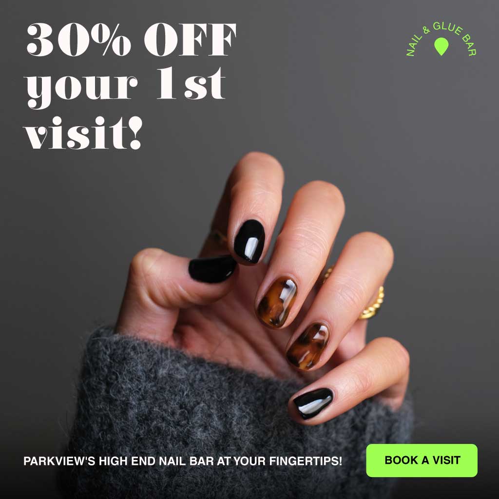 Chic Black and Gold Nail Salon Ad