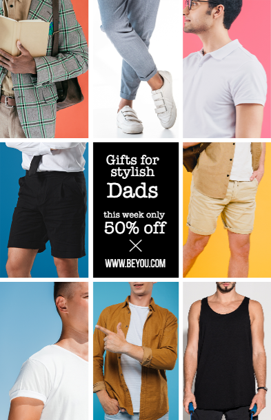 Stylish Dads Clothing Sale Poster Blue Yellow